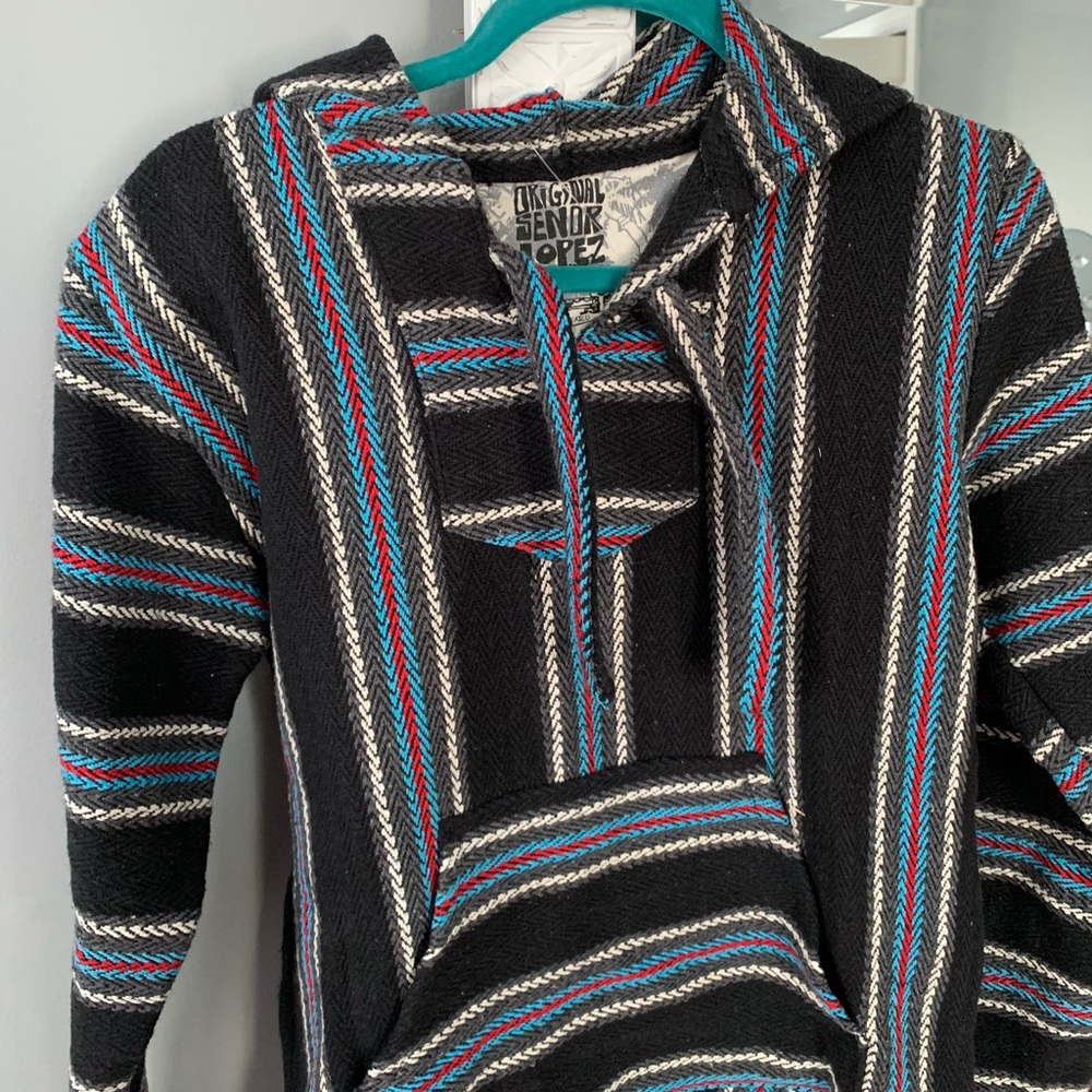 Red black and blue Baja hoodie